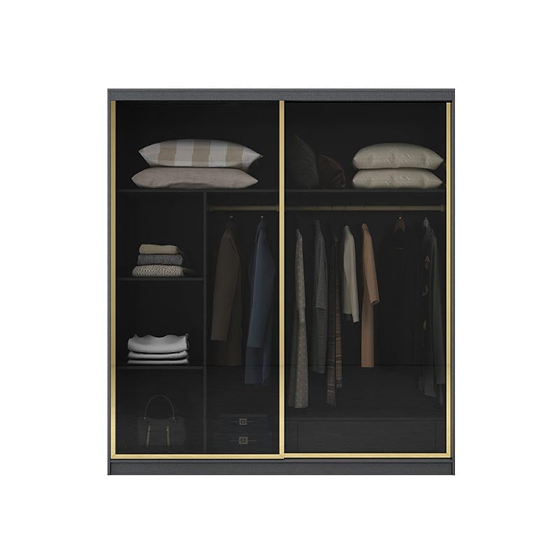 Armoire de porte coulissante moderne pour armoire noire de chambre à coucher avec portes en verre