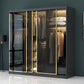 Armoire de porte coulissante moderne pour armoire noire de chambre à coucher avec portes en verre
