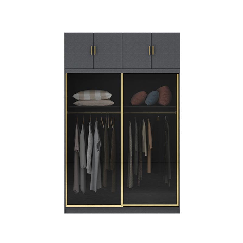 Armoire de porte coulissante moderne pour armoire noire de chambre à coucher avec portes en verre