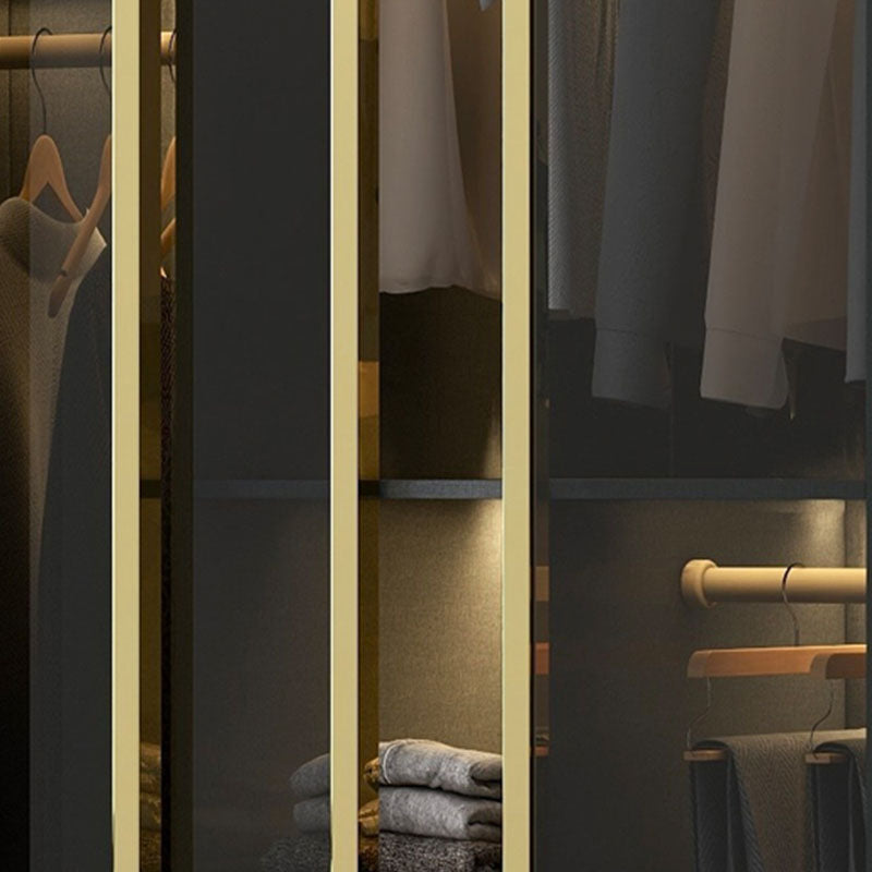 Armoire de porte coulissante moderne pour armoire noire de chambre à coucher avec portes en verre