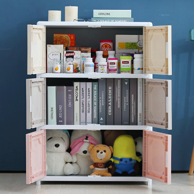 Contemporary Hinged Storage Cabinet Plastic Non-Hanging Armoire