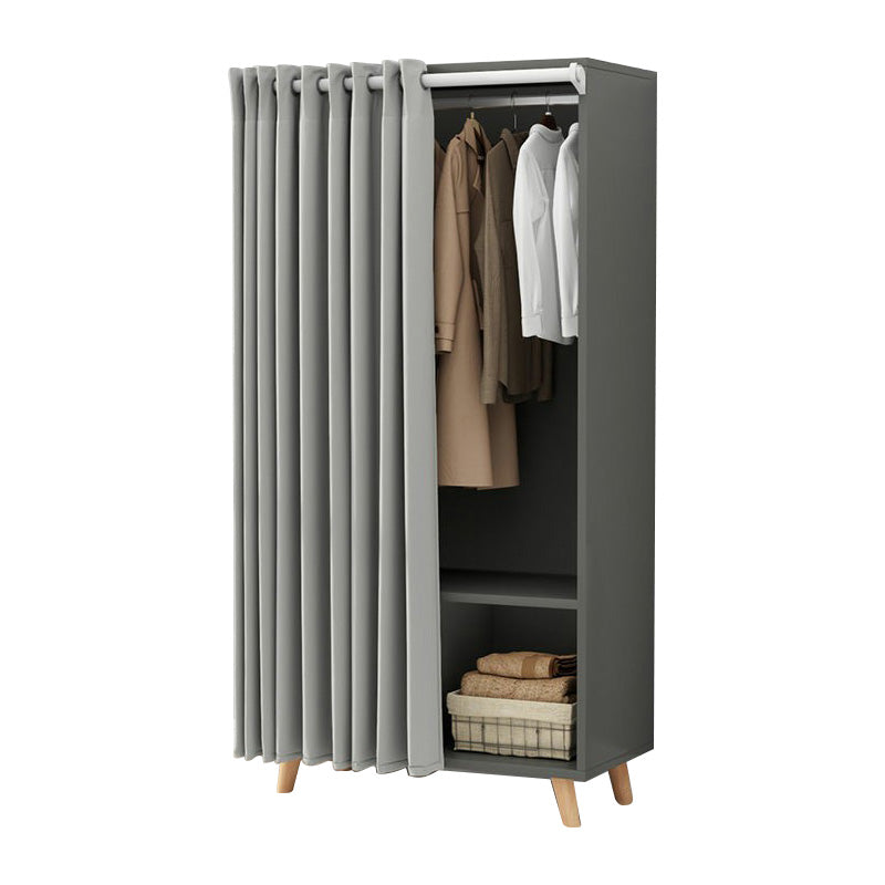 Bedroom Storage Cabinet with Clothes Rail Modern Cabinet with Wooden Legs 31"L x 16"W x 69"H Grey Clearhalo 'Armoires & Wardrobes' 'armoires_wardrobes' 'Bedroom Furniture' 'furn' 'furn_armoires_wardrobes' 'Furniture' 6321976