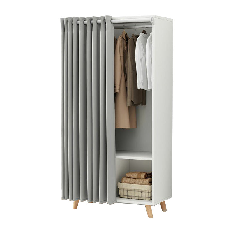 Bedroom Storage Cabinet with Clothes Rail Modern Cabinet with Wooden Legs 31"L x 16"W x 69"H White-Gray Clearhalo 'Armoires & Wardrobes' 'armoires_wardrobes' 'Bedroom Furniture' 'furn' 'furn_armoires_wardrobes' 'Furniture' 6321979