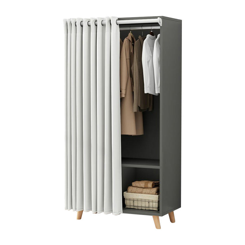 Bedroom Storage Cabinet with Clothes Rail Modern Cabinet with Wooden Legs 31"L x 16"W x 69"H Gray-White Clearhalo 'Armoires & Wardrobes' 'armoires_wardrobes' 'Bedroom Furniture' 'furn' 'furn_armoires_wardrobes' 'Furniture' 6321982