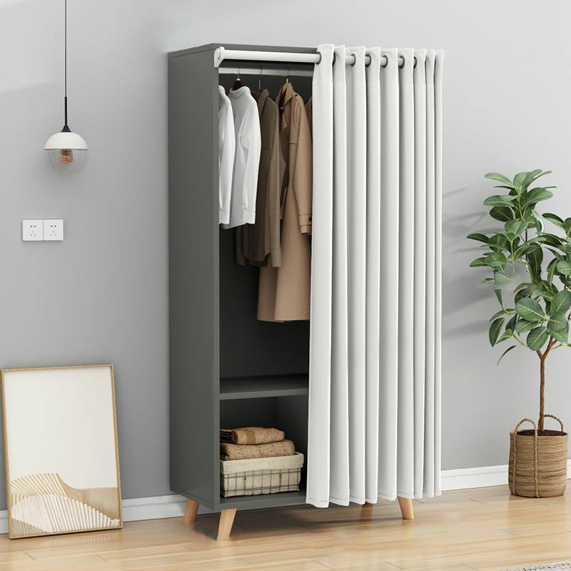 Bedroom Storage Cabinet with Clothes Rail Modern Cabinet with Wooden Legs Clearhalo 'Armoires & Wardrobes' 'armoires_wardrobes' 'Bedroom Furniture' 'furn' 'furn_armoires_wardrobes' 'Furniture' 6321996