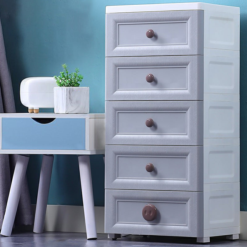 Plastic 5-drawer Storage Cabinet Modern Wardrobe Armoire with Legs 16"L x 12"W x 33"H Grey Clearhalo 'Armoires & Wardrobes' 'armoires_wardrobes' 'Bedroom Furniture' 'furn' 'furn_armoires_wardrobes' 'Furniture' 6322038