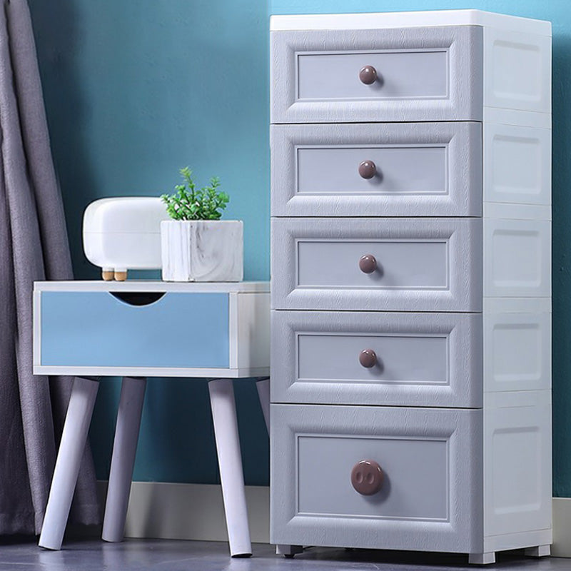 Plastic 5-drawer Storage Cabinet Modern Wardrobe Armoire with Legs 16"L x 12"W x 36"H Grey Clearhalo 'Armoires & Wardrobes' 'armoires_wardrobes' 'Bedroom Furniture' 'furn' 'furn_armoires_wardrobes' 'Furniture' 6322044