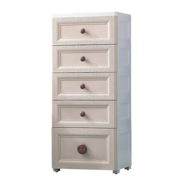Plastic 5-drawer Storage Cabinet Modern Wardrobe Armoire with Legs 16"L x 12"W x 36"H Khaki Clearhalo 'Armoires & Wardrobes' 'armoires_wardrobes' 'Bedroom Furniture' 'furn' 'furn_armoires_wardrobes' 'Furniture' 6322047