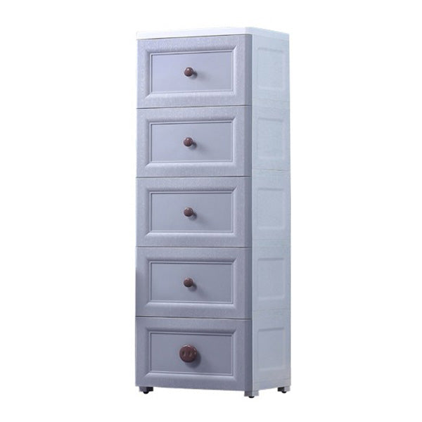 Plastic 5-drawer Storage Cabinet Modern Wardrobe Armoire with Legs 16"L x 12"W x 49"H Grey Clearhalo 'Armoires & Wardrobes' 'armoires_wardrobes' 'Bedroom Furniture' 'furn' 'furn_armoires_wardrobes' 'Furniture' 6322050