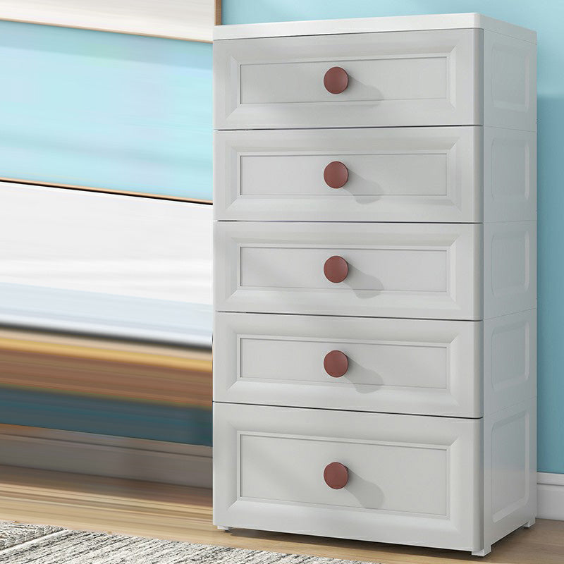Plastic 5-drawer Storage Cabinet Modern Wardrobe Armoire with Legs 24"L x 16"W x 42"H Grey Clearhalo 'Armoires & Wardrobes' 'armoires_wardrobes' 'Bedroom Furniture' 'furn' 'furn_armoires_wardrobes' 'Furniture' 6322062