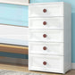 Plastic 5-drawer Storage Cabinet Modern Wardrobe Armoire with Legs 24"L x 16"W x 42"H White Clearhalo 'Armoires & Wardrobes' 'armoires_wardrobes' 'Bedroom Furniture' 'furn' 'furn_armoires_wardrobes' 'Furniture' 6322063