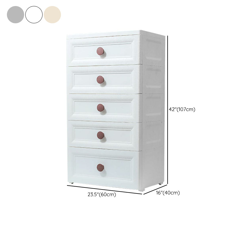 Plastic 5-drawer Storage Cabinet Modern Wardrobe Armoire with Legs Clearhalo 'Armoires & Wardrobes' 'armoires_wardrobes' 'Bedroom Furniture' 'furn' 'furn_armoires_wardrobes' 'Furniture' 6322074