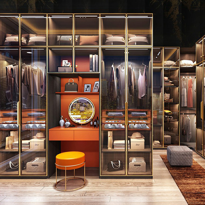 Modern Black Wardrobe for Home Mirrored Finish Cabinet with Glass Doors Clearhalo 'Armoires & Wardrobes' 'armoires_wardrobes' 'Bedroom Furniture' 'furn' 'furn_armoires_wardrobes' 'Furniture' 6322076