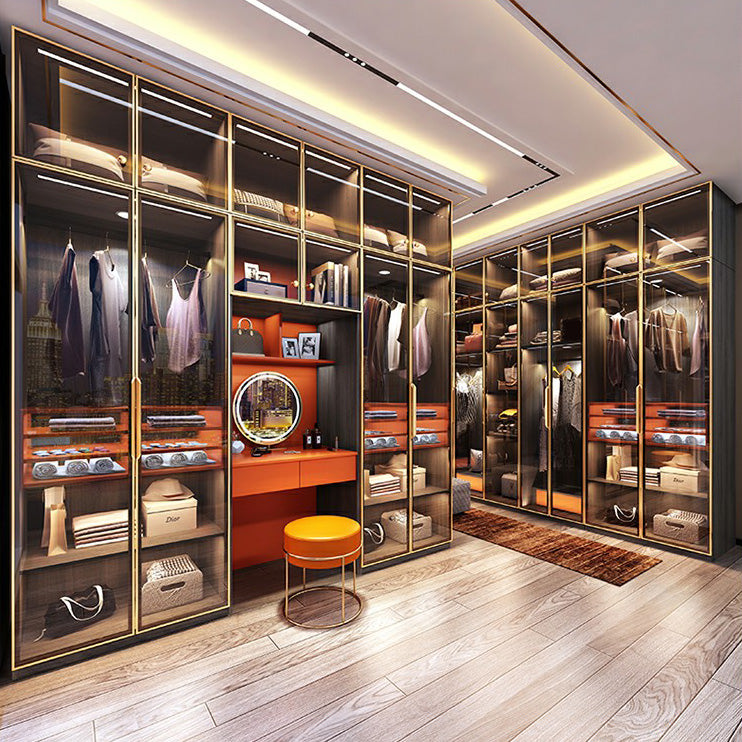 Modern Black Wardrobe for Home Mirrored Finish Cabinet with Glass Doors Clearhalo 'Armoires & Wardrobes' 'armoires_wardrobes' 'Bedroom Furniture' 'furn' 'furn_armoires_wardrobes' 'Furniture' 6322083