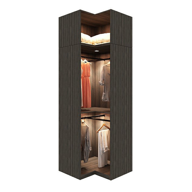Modern Black Wardrobe for Home Mirrored Finish Cabinet with Glass Doors 37.4"L x 37.4"W x 78.7"H Armories & Top Cabinet Clearhalo 'Armoires & Wardrobes' 'armoires_wardrobes' 'Bedroom Furniture' 'furn' 'furn_armoires_wardrobes' 'Furniture' 6322084