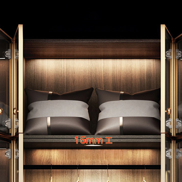 Modern Black Wardrobe for Home Mirrored Finish Cabinet with Glass Doors Clearhalo 'Armoires & Wardrobes' 'armoires_wardrobes' 'Bedroom Furniture' 'furn' 'furn_armoires_wardrobes' 'Furniture' 6322088