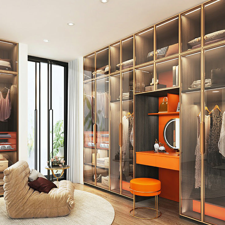 Modern Black Wardrobe for Home Mirrored Finish Cabinet with Glass Doors Clearhalo 'Armoires & Wardrobes' 'armoires_wardrobes' 'Bedroom Furniture' 'furn' 'furn_armoires_wardrobes' 'Furniture' 6322092