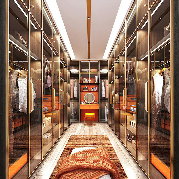 Modern Black Wardrobe for Home Mirrored Finish Cabinet with Glass Doors Clearhalo 'Armoires & Wardrobes' 'armoires_wardrobes' 'Bedroom Furniture' 'furn' 'furn_armoires_wardrobes' 'Furniture' 6322093