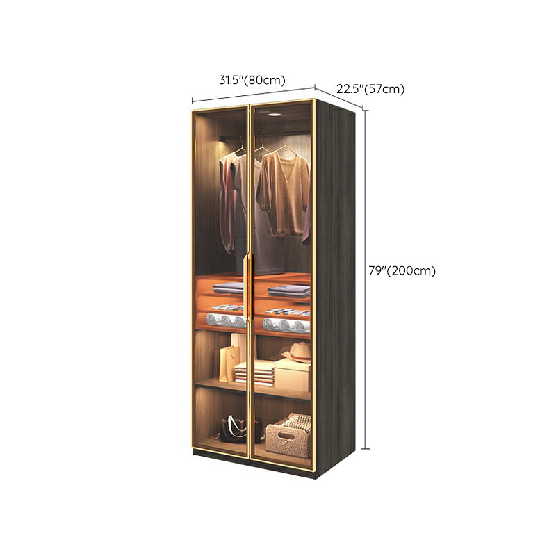 Modern Black Wardrobe for Home Mirrored Finish Cabinet with Glass Doors Clearhalo 'Armoires & Wardrobes' 'armoires_wardrobes' 'Bedroom Furniture' 'furn' 'furn_armoires_wardrobes' 'Furniture' 6322097