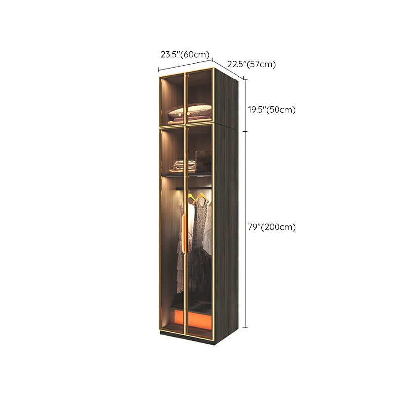 Modern Black Wardrobe for Home Mirrored Finish Cabinet with Glass Doors Clearhalo 'Armoires & Wardrobes' 'armoires_wardrobes' 'Bedroom Furniture' 'furn' 'furn_armoires_wardrobes' 'Furniture' 6322099