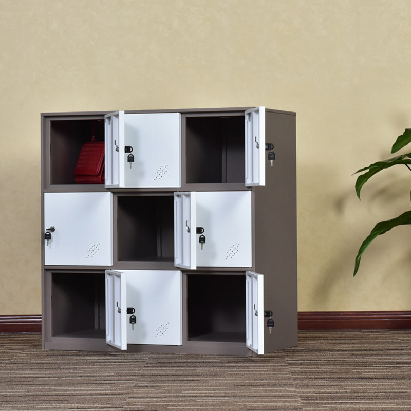 Armoire contemporaine non conservatrice avec portes à charnière armoire de rangement en métal blanc et marron