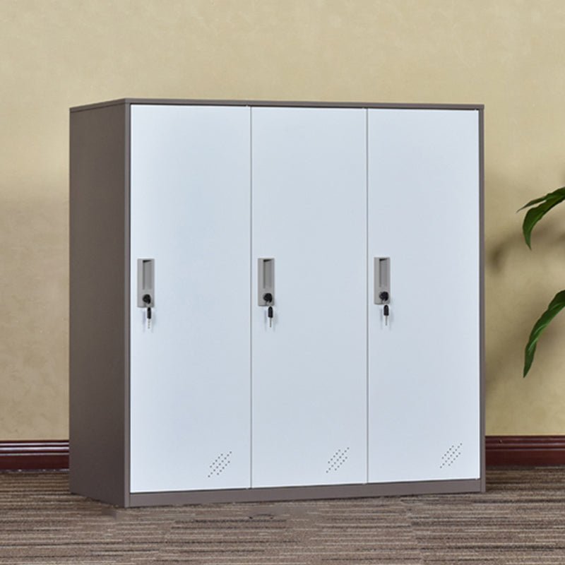 Armoire contemporaine non conservatrice avec portes à charnière armoire de rangement en métal blanc et marron