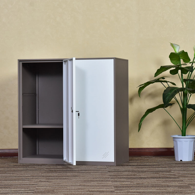 Armoire contemporaine non conservatrice avec portes à charnière armoire de rangement en métal blanc et marron