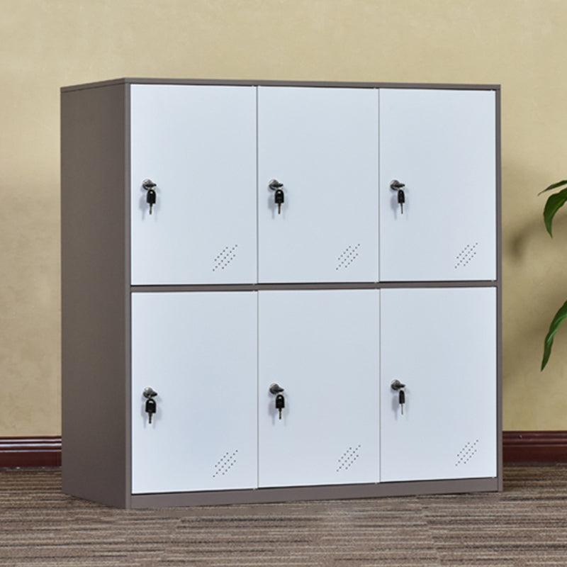 Armoire contemporaine non conservatrice avec portes à charnière armoire de rangement en métal blanc et marron