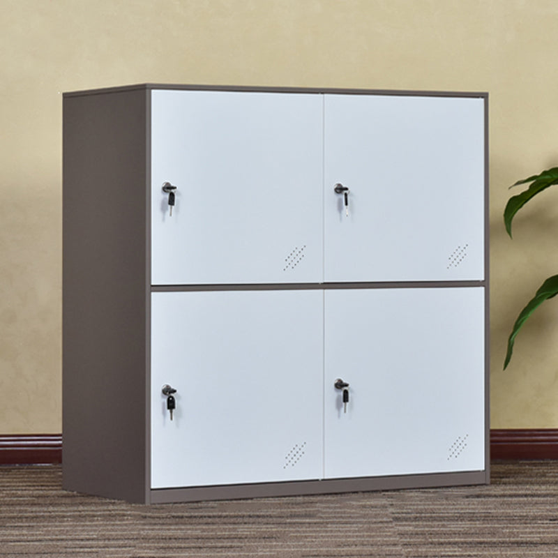 Armoire contemporaine non conservatrice avec portes à charnière armoire de rangement en métal blanc et marron