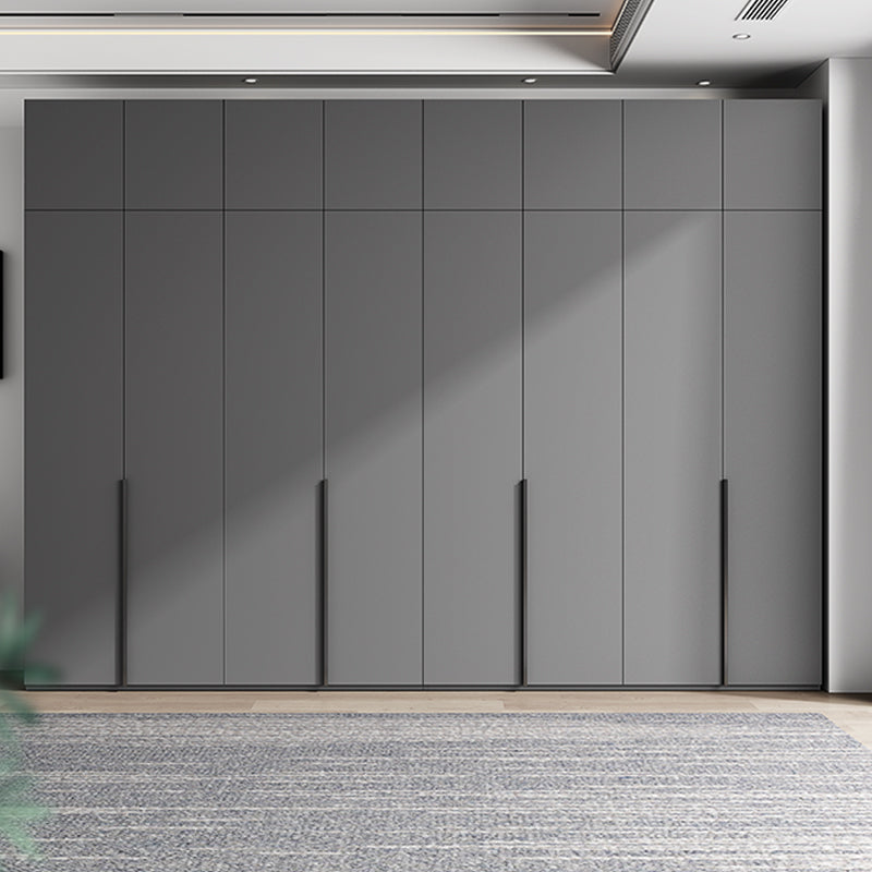 Contemporary Grey Storage Cabinet with Garment Rod Hinged Door Cabinet for Bedroom Clearhalo 'Armoires & Wardrobes' 'armoires_wardrobes' 'Bedroom Furniture' 'furn' 'furn_armoires_wardrobes' 'Furniture' 6322269