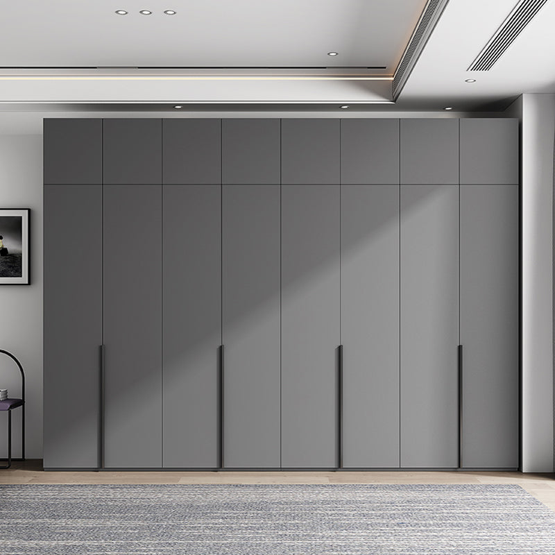 Contemporary Grey Storage Cabinet with Garment Rod Hinged Door Cabinet for Bedroom Clearhalo 'Armoires & Wardrobes' 'armoires_wardrobes' 'Bedroom Furniture' 'furn' 'furn_armoires_wardrobes' 'Furniture' 6322274