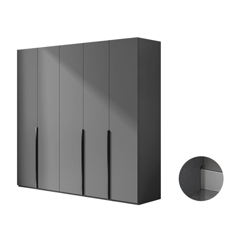 Contemporary Grey Storage Cabinet with Garment Rod Hinged Door Cabinet for Bedroom 79"L x 22"W x 77"H Armoires & Wardrobes Clearhalo 'Armoires & Wardrobes' 'armoires_wardrobes' 'Bedroom Furniture' 'furn' 'furn_armoires_wardrobes' 'Furniture' 6322276