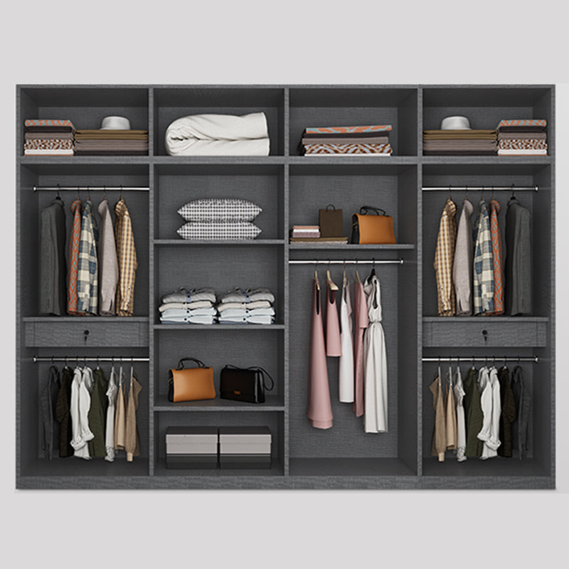 Contemporary Grey Storage Cabinet with Garment Rod Hinged Door Cabinet for Bedroom Clearhalo 'Armoires & Wardrobes' 'armoires_wardrobes' 'Bedroom Furniture' 'furn' 'furn_armoires_wardrobes' 'Furniture' 6322280