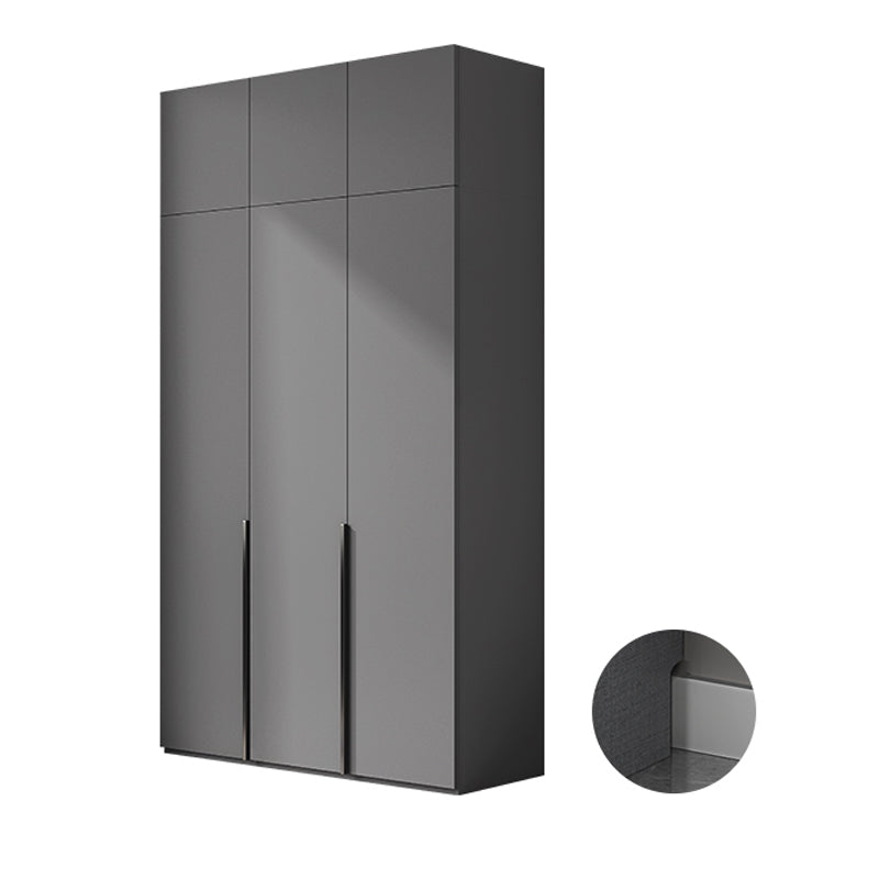 Contemporary Grey Storage Cabinet with Garment Rod Hinged Door Cabinet for Bedroom 47"L x 22"W x 77"H Armories & Top Cabinet Clearhalo 'Armoires & Wardrobes' 'armoires_wardrobes' 'Bedroom Furniture' 'furn' 'furn_armoires_wardrobes' 'Furniture' 6322281