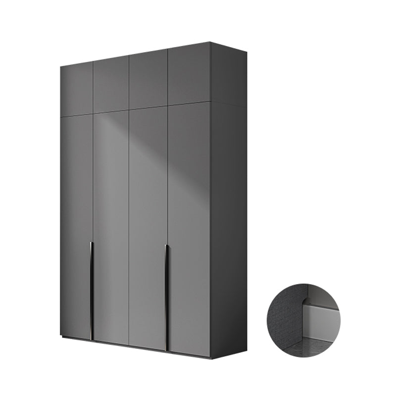 Contemporary Grey Storage Cabinet with Garment Rod Hinged Door Cabinet for Bedroom 55"L x 22"W x 77"H Armories & Top Cabinet Clearhalo 'Armoires & Wardrobes' 'armoires_wardrobes' 'Bedroom Furniture' 'furn' 'furn_armoires_wardrobes' 'Furniture' 6322283