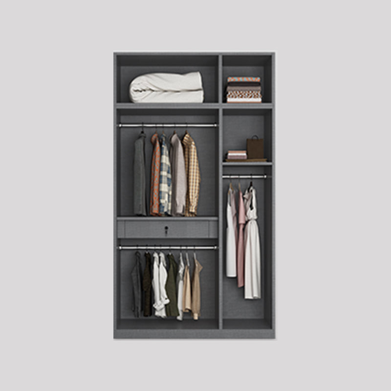 Contemporary Grey Storage Cabinet with Garment Rod Hinged Door Cabinet for Bedroom Clearhalo 'Armoires & Wardrobes' 'armoires_wardrobes' 'Bedroom Furniture' 'furn' 'furn_armoires_wardrobes' 'Furniture' 6322284