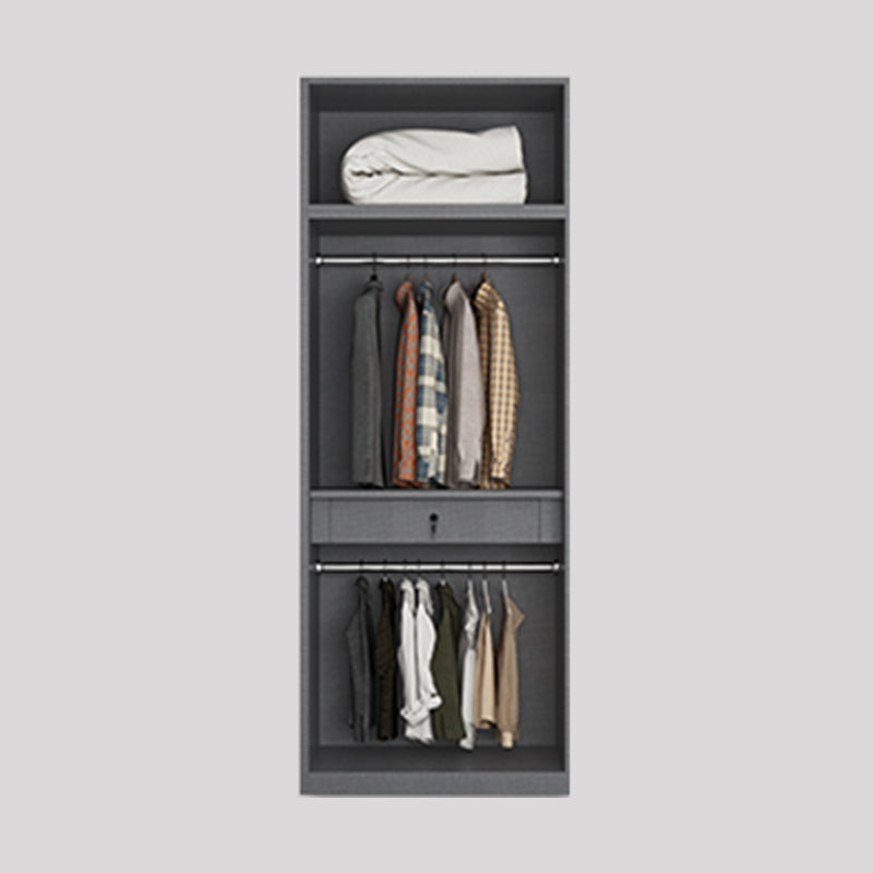 Contemporary Grey Storage Cabinet with Garment Rod Hinged Door Cabinet for Bedroom Clearhalo 'Armoires & Wardrobes' 'armoires_wardrobes' 'Bedroom Furniture' 'furn' 'furn_armoires_wardrobes' 'Furniture' 6322285