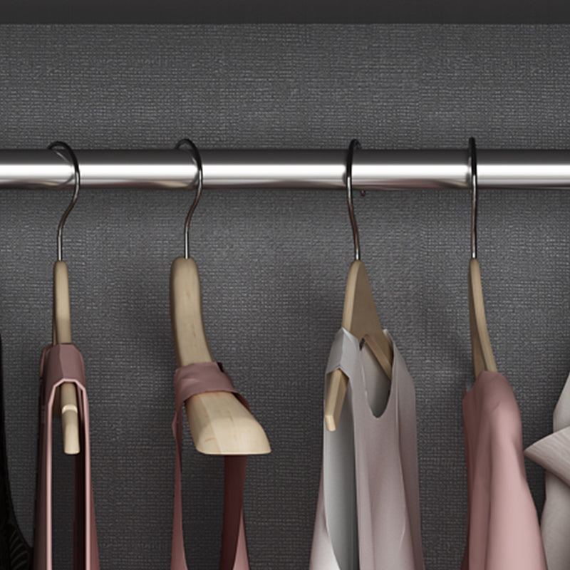 Contemporary Grey Storage Cabinet with Garment Rod Hinged Door Cabinet for Bedroom Clearhalo 'Armoires & Wardrobes' 'armoires_wardrobes' 'Bedroom Furniture' 'furn' 'furn_armoires_wardrobes' 'Furniture' 6322289