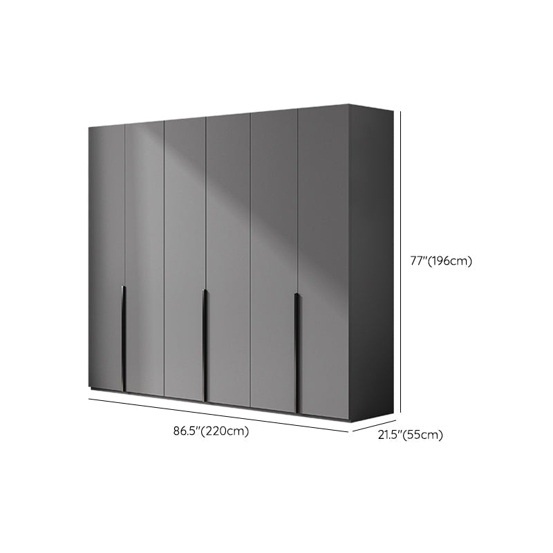 Contemporary Grey Storage Cabinet with Garment Rod Hinged Door Cabinet for Bedroom Clearhalo 'Armoires & Wardrobes' 'armoires_wardrobes' 'Bedroom Furniture' 'furn' 'furn_armoires_wardrobes' 'Furniture' 6322298