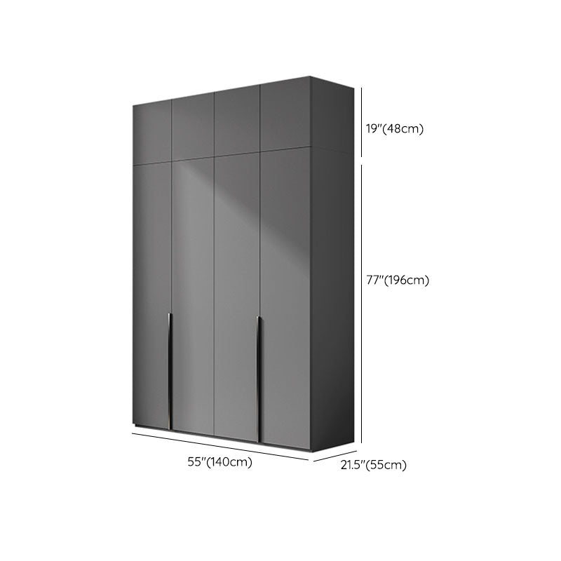 Contemporary Grey Storage Cabinet with Garment Rod Hinged Door Cabinet for Bedroom Clearhalo 'Armoires & Wardrobes' 'armoires_wardrobes' 'Bedroom Furniture' 'furn' 'furn_armoires_wardrobes' 'Furniture' 6322302