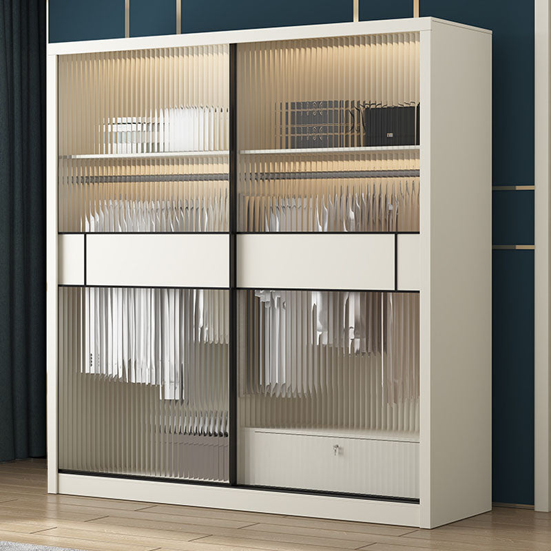 Armoire blanche moderne avec portes en verre armoire à chambre avec portes coulissantes
