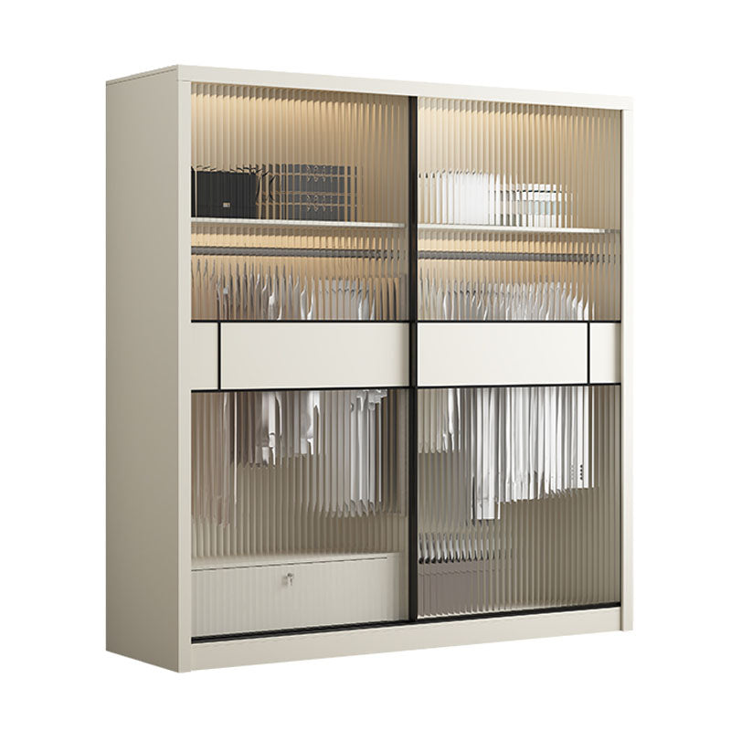 Armoire blanche moderne avec portes en verre armoire à chambre avec portes coulissantes