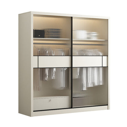 Armoire blanche moderne avec portes en verre armoire à chambre avec portes coulissantes