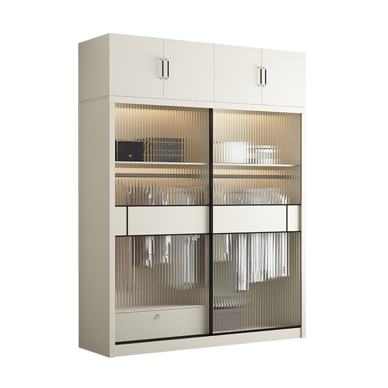 Armoire blanche moderne avec portes en verre armoire à chambre avec portes coulissantes
