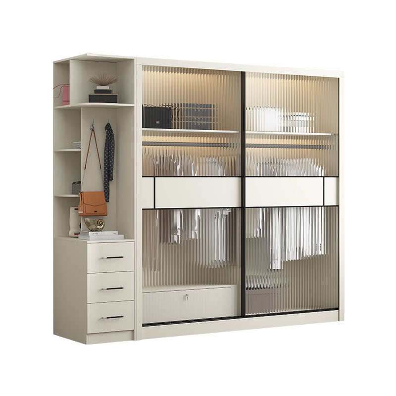Armoire blanche moderne avec portes en verre armoire à chambre avec portes coulissantes