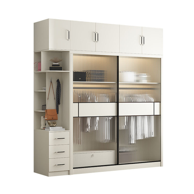 Armoire blanche moderne avec portes en verre armoire à chambre avec portes coulissantes