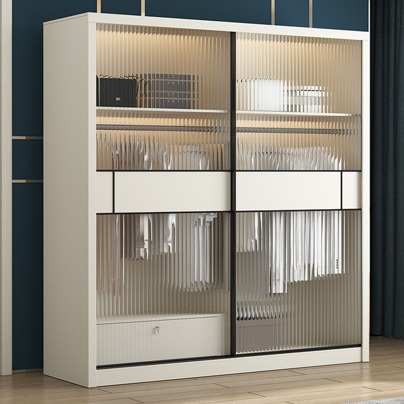Armoire blanche moderne avec portes en verre armoire à chambre avec portes coulissantes