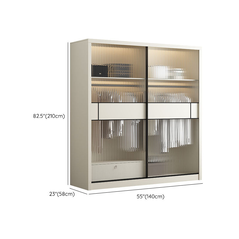 Armoire blanche moderne avec portes en verre armoire à chambre avec portes coulissantes