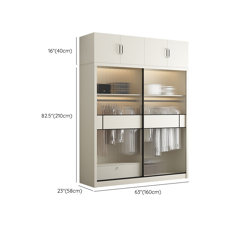 Armoire blanche moderne avec portes en verre armoire à chambre avec portes coulissantes