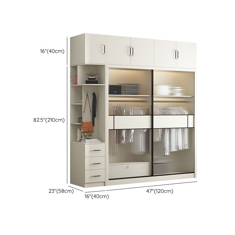 Armoire blanche moderne avec portes en verre armoire à chambre avec portes coulissantes